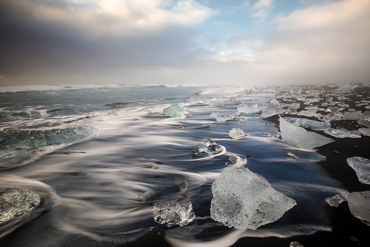Traum vieler Fotografen: Der Diamond Beach auf Island