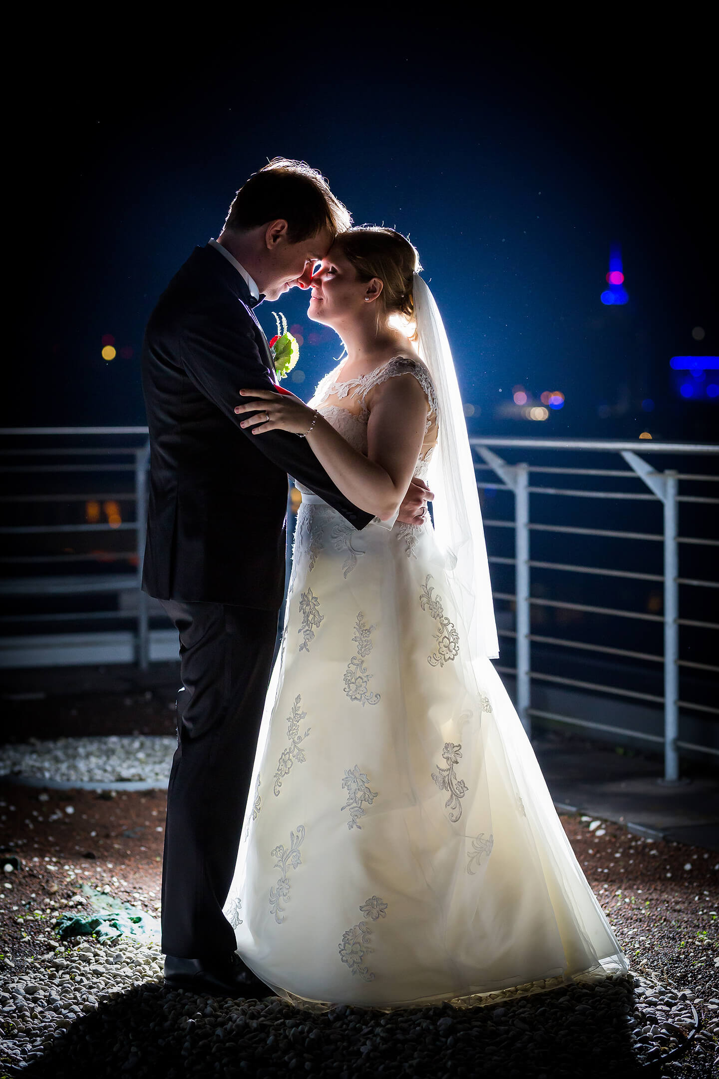 Hochzeitsfoto über den Dächern von Hamburg