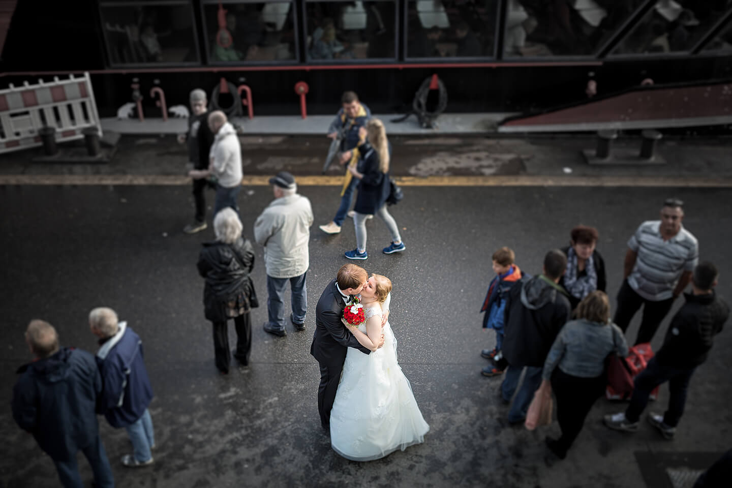 Hochzeitsfoto auf den Landungsbrücken