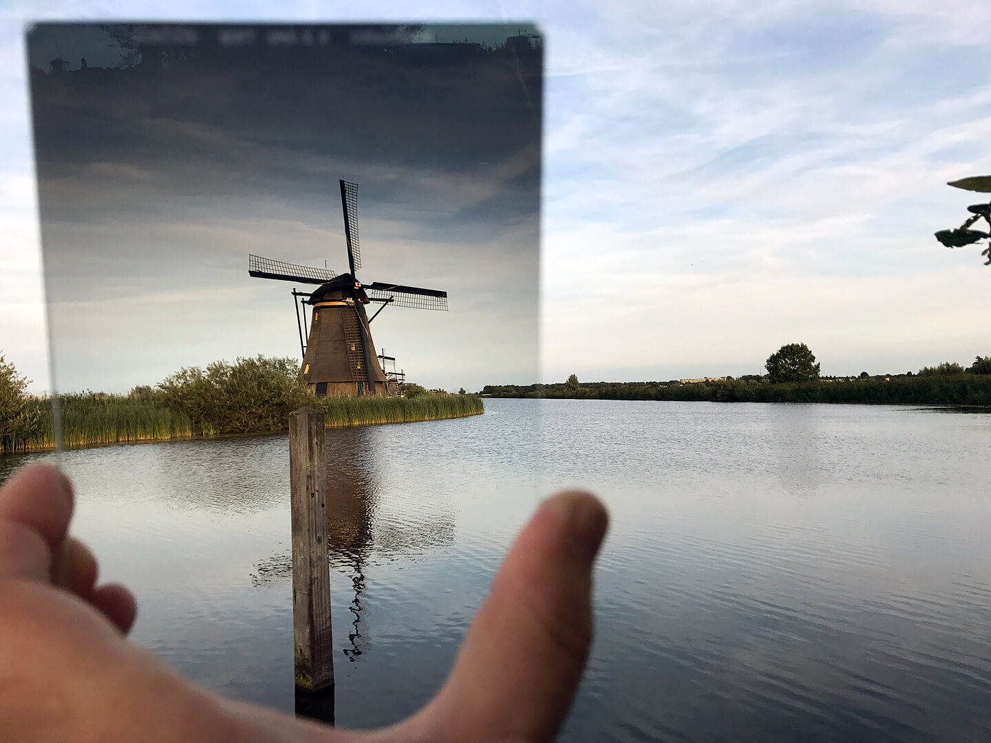 Verlauffilter zur Demonstration ins Handyfoto gehalten