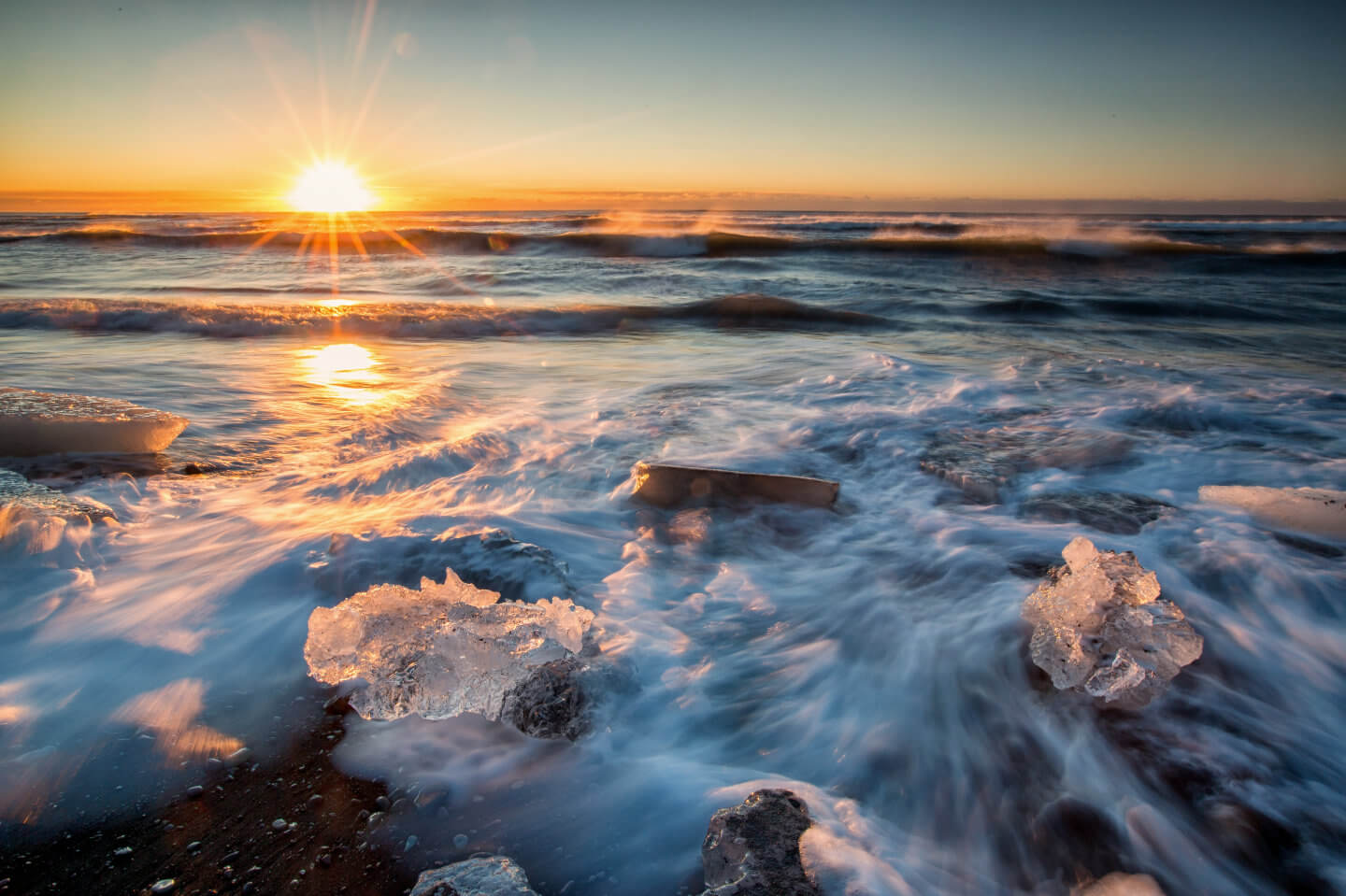 Langzeitbelichtung Diamond Beach, Island