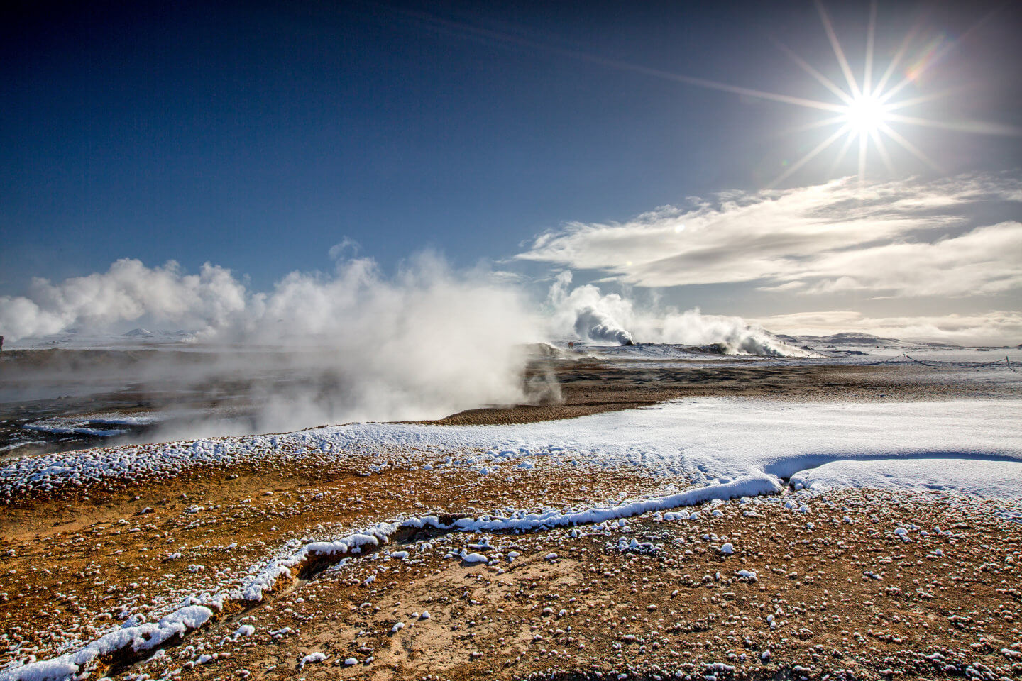 Das Geothermalgebiet Krafla im Gegenlicht
