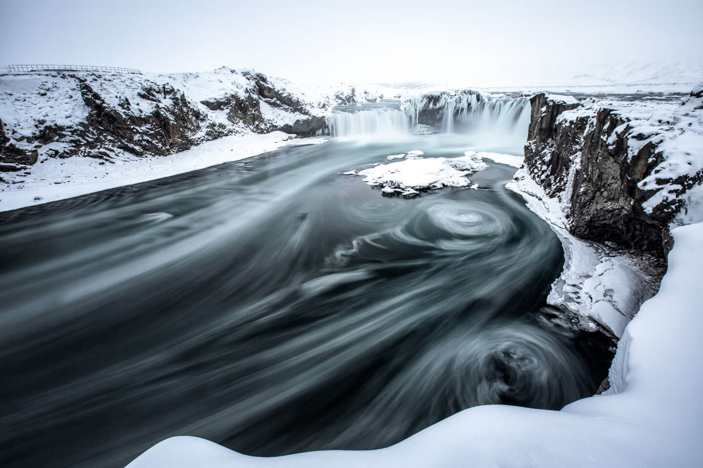 Godafoss bei Eis und Schnee