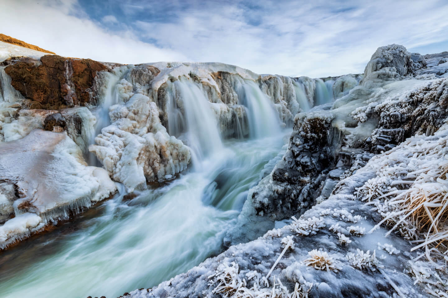 Langzeitbelichtung am Kolufossar im Winter