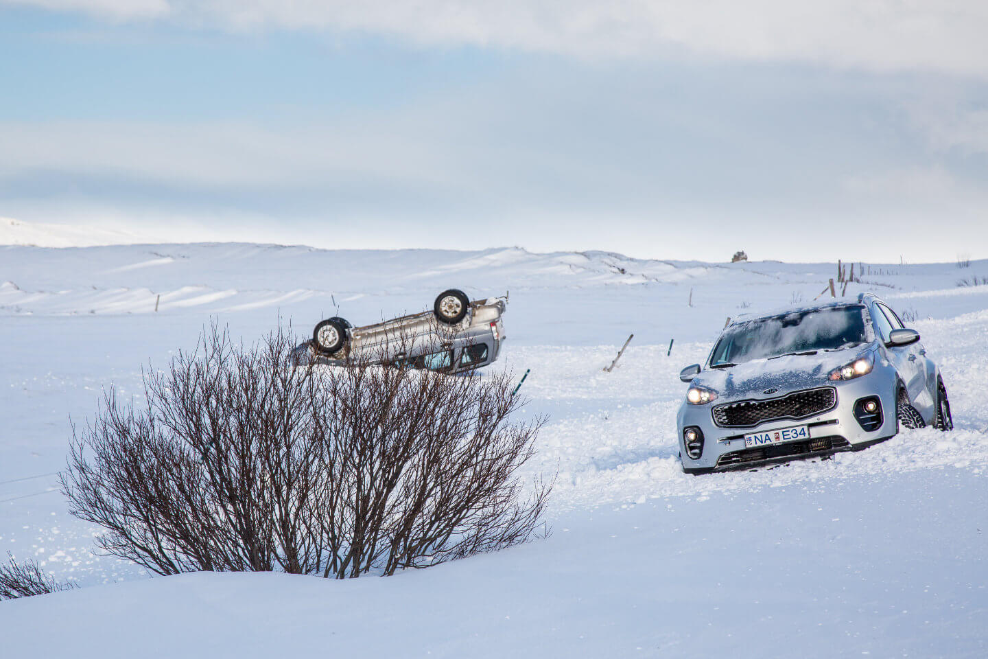Unfall mit dem Mietwagen auf Island im Winter