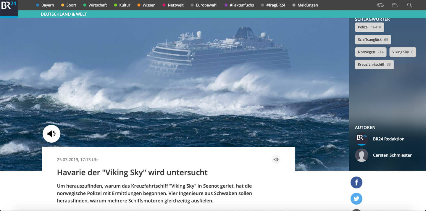 Havarie der Viking Sky im März 2019