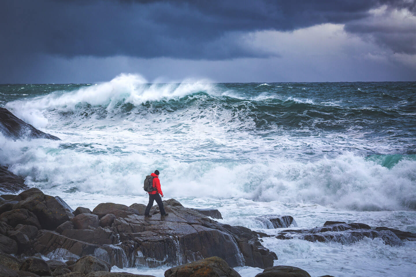 Riesige Wellen bei Unstad in Norwegen