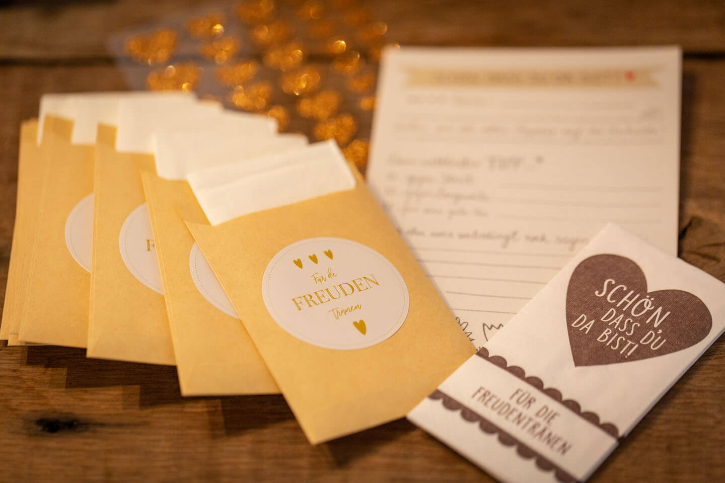 Taschentücher für Tränen auf der Hochzeit