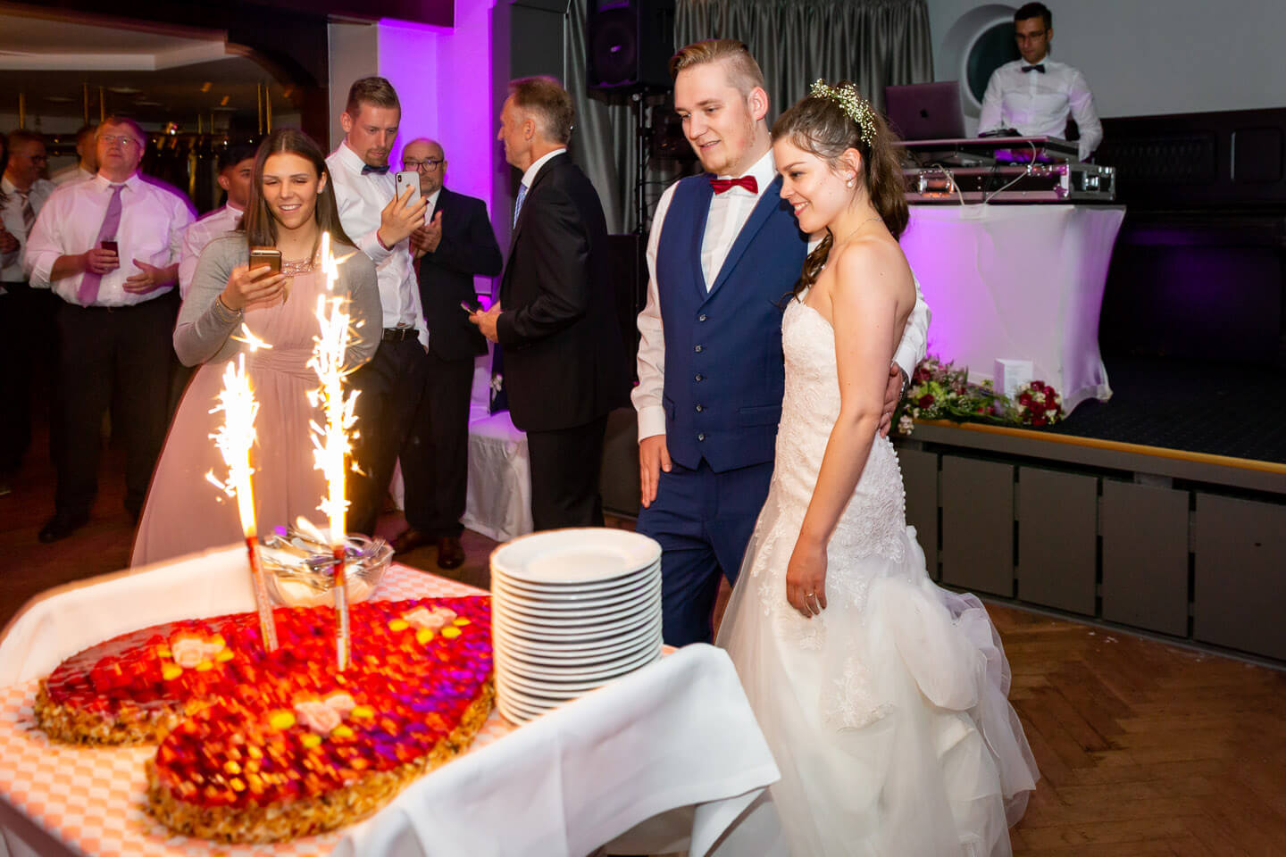 Hochzeitstorte mit Feuerwerk