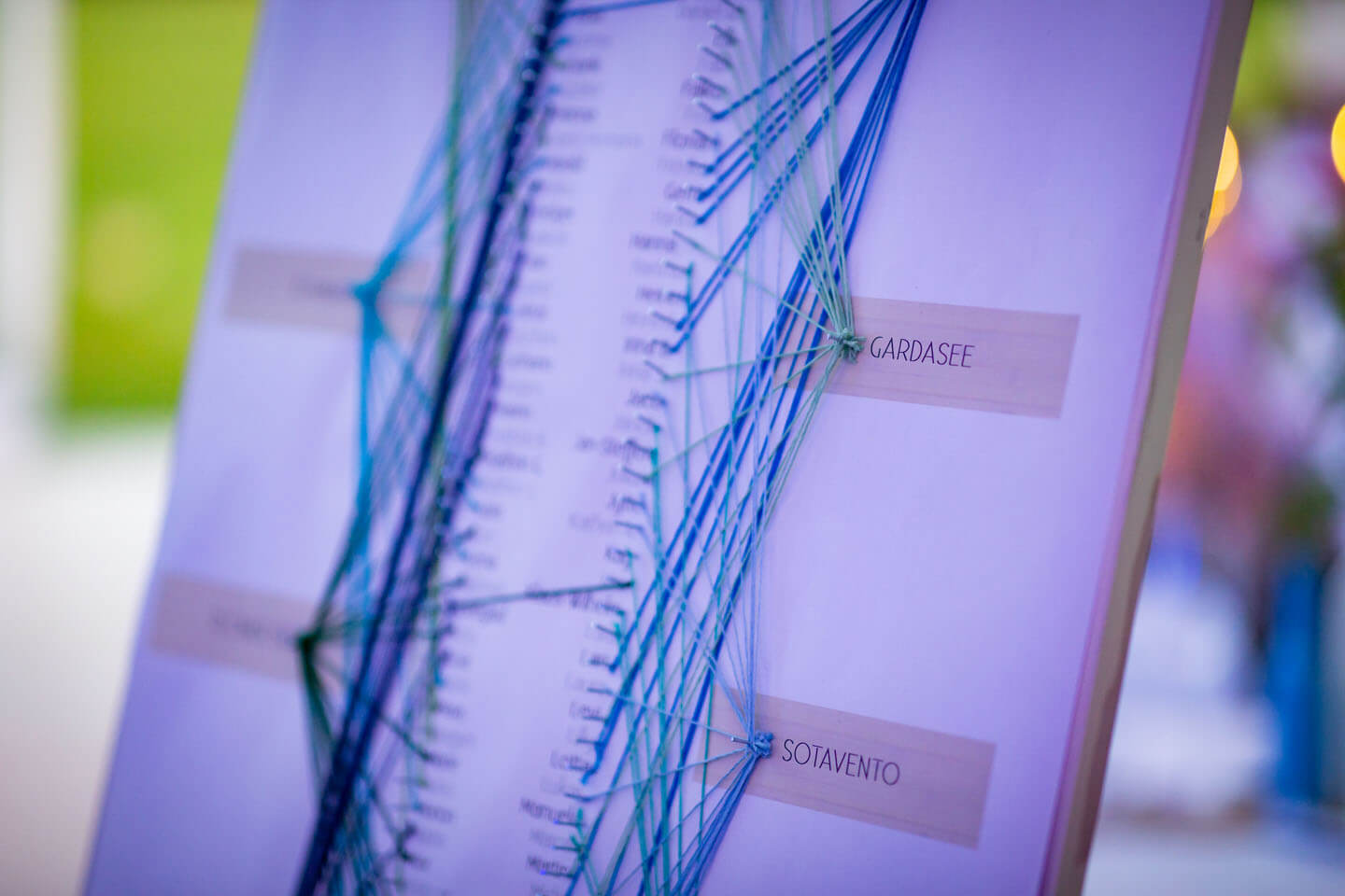 Kreativer Sitzplan für Hochzeitsfeier