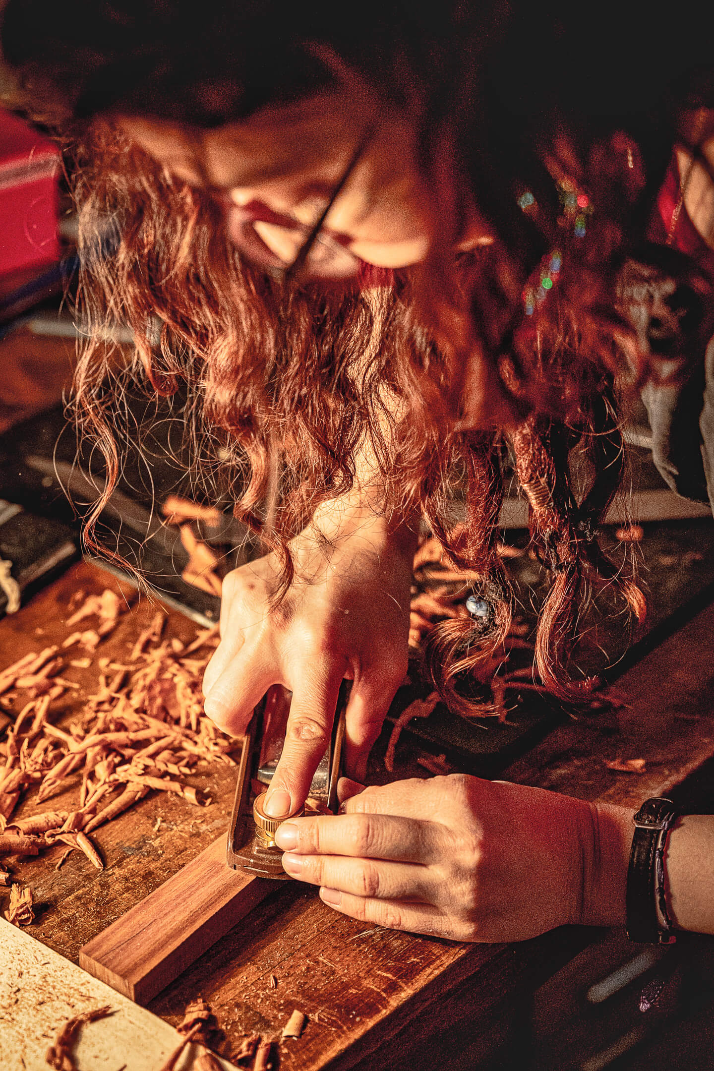 Holzhobel im Einsatz