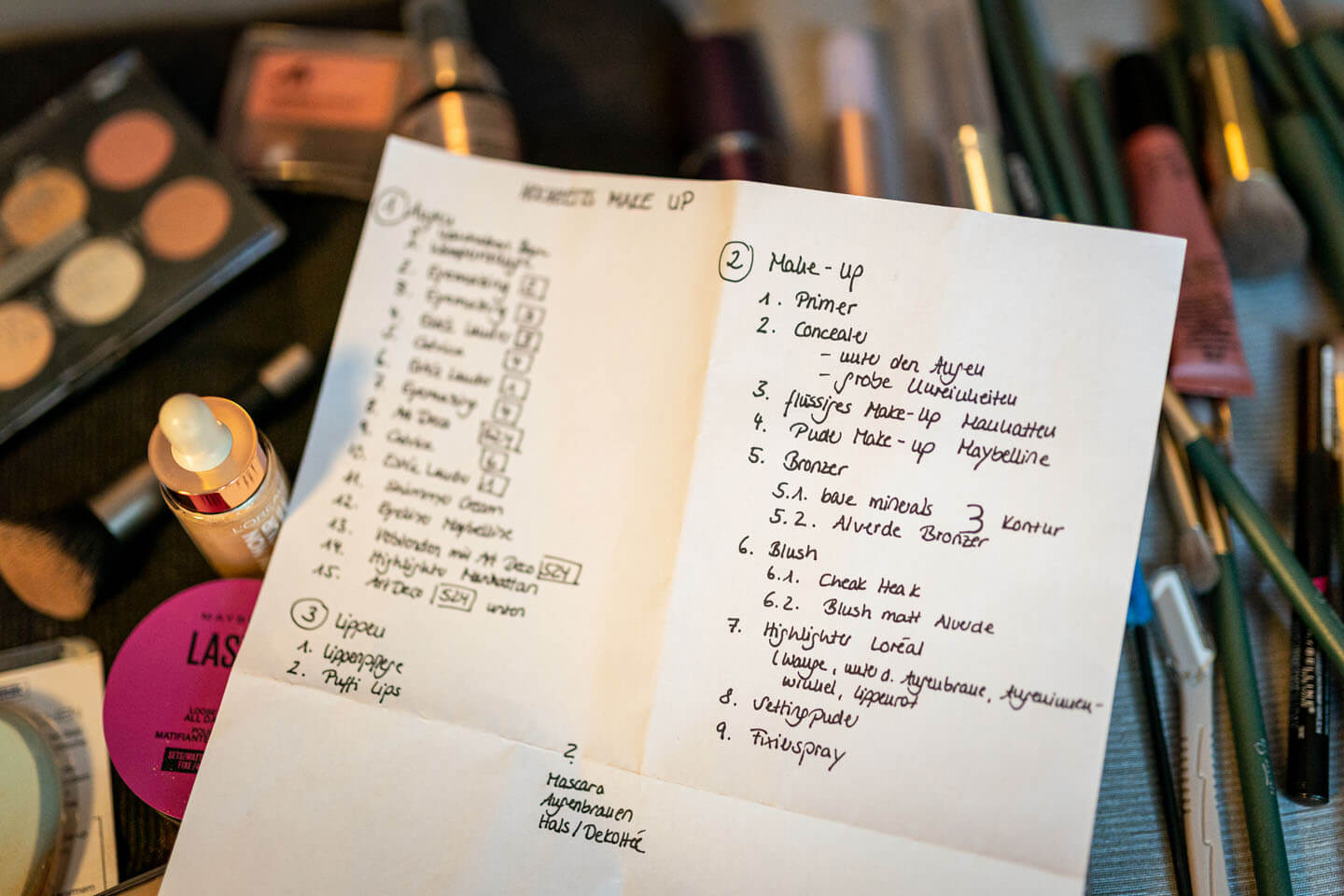 To-Do-Liste der Visagistin