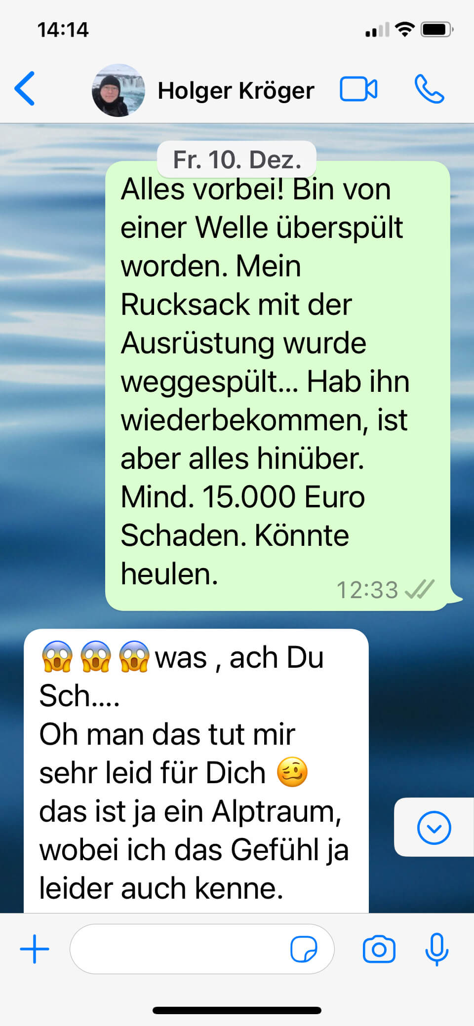 Whatsapp Nachricht nach Fotounfall.