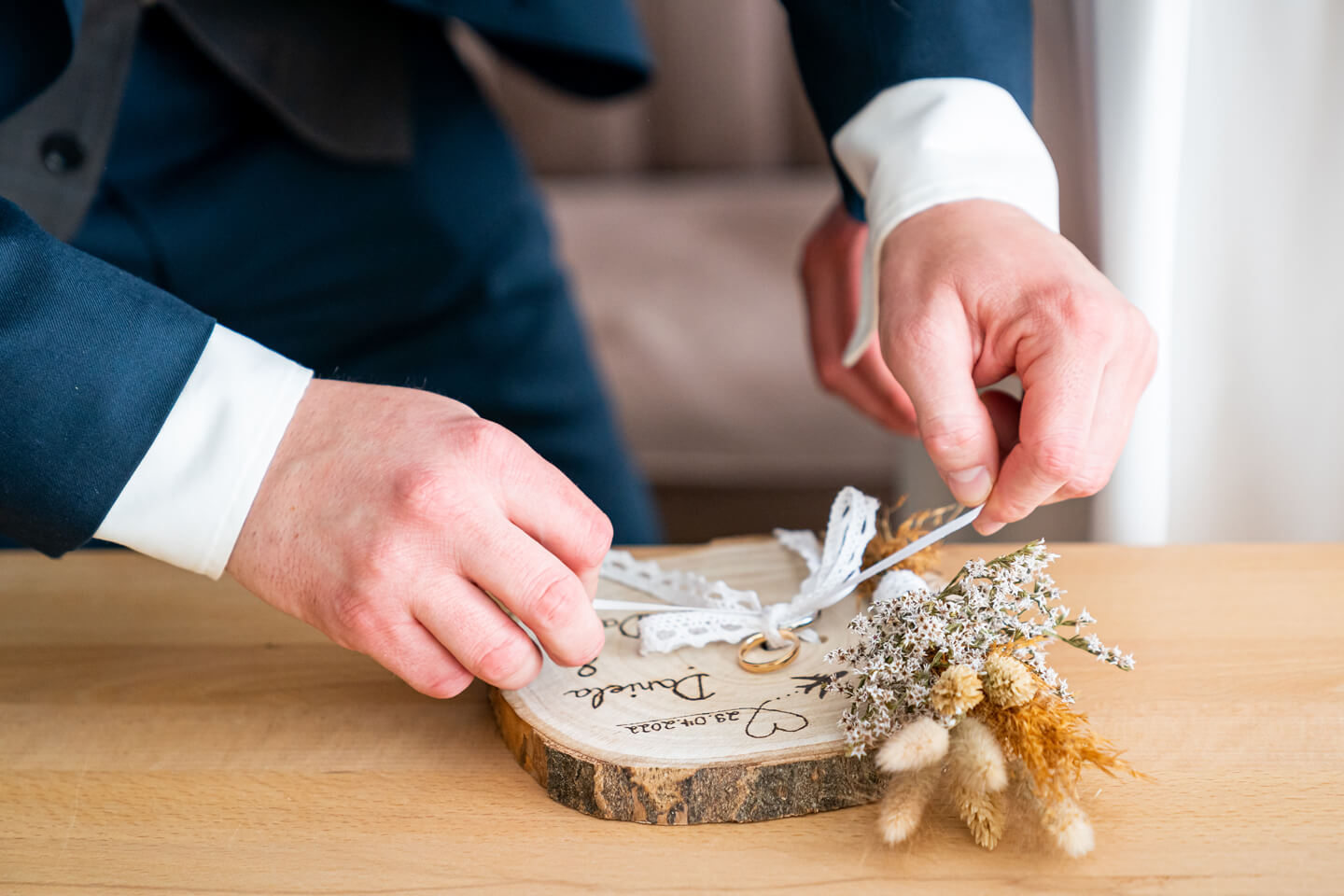 Holzscheibe statt Ringkissen