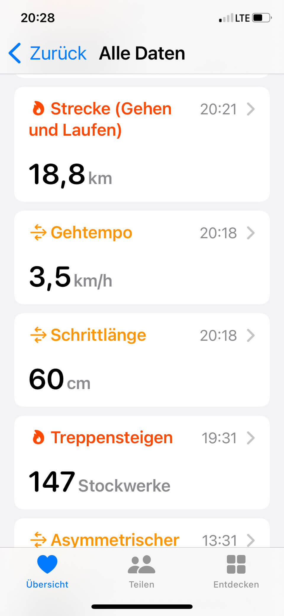 Screenshot Health App