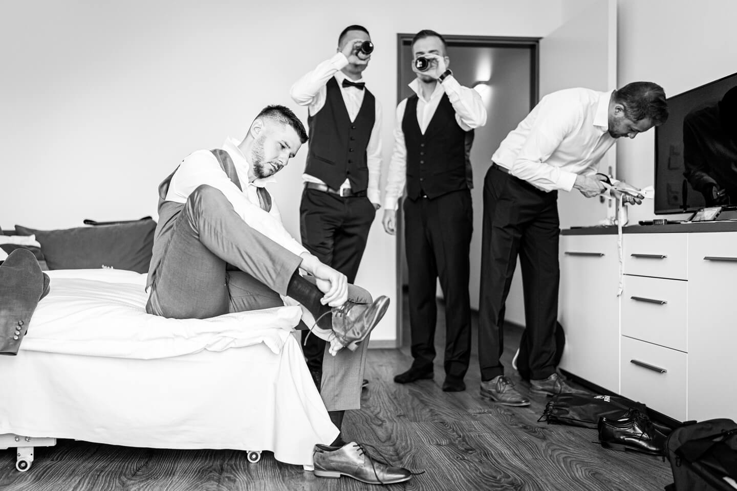 Bier mit den Jungs beim Getting Ready.